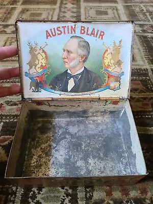 Antique AUSTIN BLAIR Cigar Box Tin Civil War Governor Alexander Gordon Fact. 318 • $95