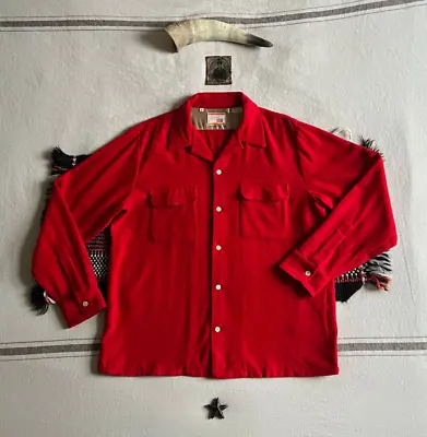 LVC LEVIS Vintage Clothing 50s Rockabilly Wool Shirt M Red BNWOT NEW Loop Collar • £138.95