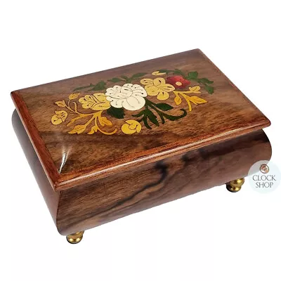 Wooden Musical Jewellery Box With Floral Inlay- Large (Tchaikovsky-Waltz Of The  • $250