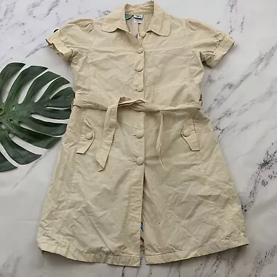 Disney Store Womens Vtg Y2k Trench Coat Dress L Tinkerbell Lining Short Sleeve • $23.19