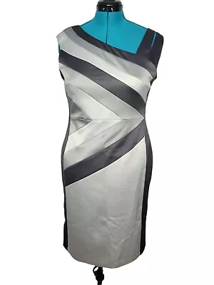 $69.95 • Buy MONTIQUE Special Occasion Pencil Dress Womens Size 14 Satin Grey Mother Of Bride
