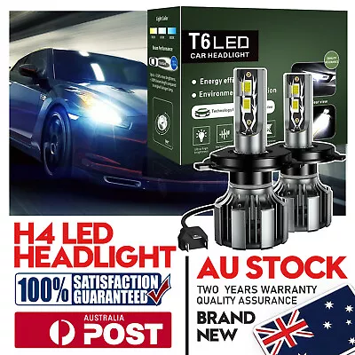 MODIGT H4 LED Headlight Globes Kit Hi/Low Beam 9500LM Brighter White 90W • $35.03