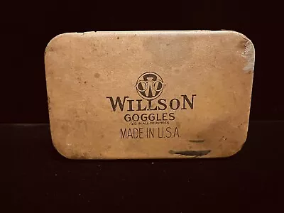 Vintage Wilson Safety Goggles Motorcycle Racing Aviation  Case • $19.99