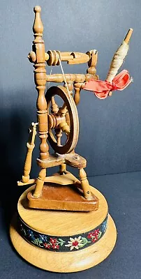 Old Spinning Wheel Swiss Movement Music Box WORKS WHEEL TURNS AND PLAYS VINTAGE • $34.97