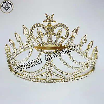 Masonic Amaranth Crown Gold Tone With Rhinestone Adjustable Fitting With Case • $150