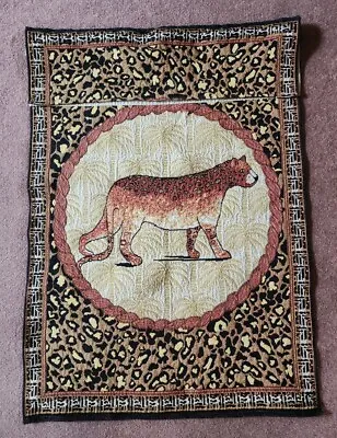 Vintage Wall Tapestry Cheetah Animal Safari Print Tiki Palm Trees 35  X 24.75  • $39.99