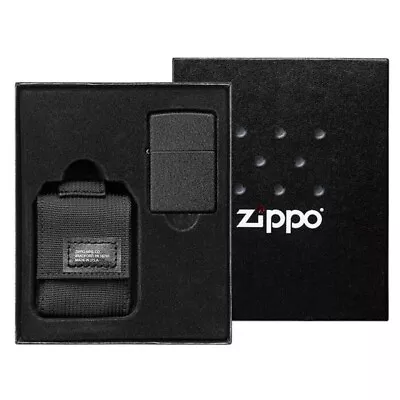 Zippo Gift Set With Superb Black Lighter And Tactical Pouch New Boxed • £80