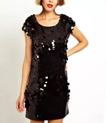 $89.99 • Buy NWT $140 Designer Asos PREMIUM Marc Pailette Embellished Dress Petite 8 10 12 14