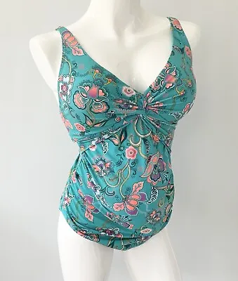 George Turquoise Coral Floral Maternity Swimsuit UK 14 • £8.99