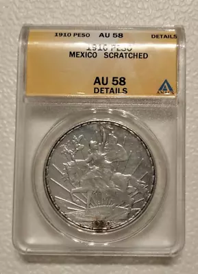 1910 Peso Au Mexico Scratched Silver Coin • $290.04