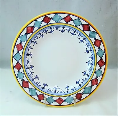 $46.87 • Buy La Piccola Bottega Italy Diamond Border Hand Painted Soup/Pasta Bowl(s) EXC