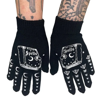 $22.95 • Buy Too Fast Book Of Spells Winter Knit Gloves Alternative Womens Clothing