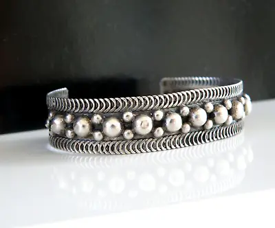 Vintage Mexico Old Sterling Silver 925 Bead Solid Small Wrist Bracelet • $47.49