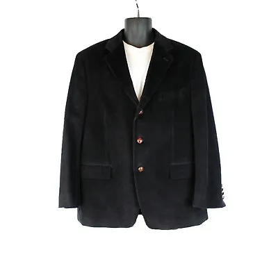 Black Corduroy Blazer 42S Zagato Mens Retro 3 Button Suit Coat Smoking Jacket • $65