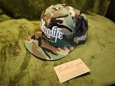 Camo Thug Life 2pac Hip-Hop Rap Snapback Flat Brim Baseball Cap Hat Adjustable  • £13.99