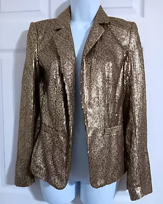 Michael Kors Gold Sequin Blazer/Jacket Size 0 Classic Party Rock! • $49.99