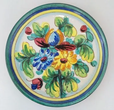 Mexican Serving Platter Plate Dish Round Incised Floral Pottery Wall Hanger • $23.95