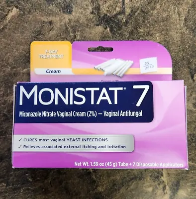 Monistat 7 Vaginal Antifungal Cream +7 Disposable Applicators 1.59oz 07/24 & UP • $10.99