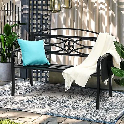 Outdoor Patio Chair Metal Bench Garden Furniture Deck Backyard Park Porch Seat • $110.29