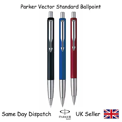 £6.99 • Buy Genuine Parker Vector Standard Ballpoint Ball Pen - Black Blue Red FREE GIFT BOX