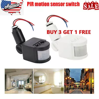 LED PIR Infrared Motion Sensor 180° Detector Switch Wall Light 110V Home Outdoor • $7.96