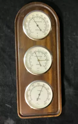 Vtg Springfield Weather Station Thermometer Barometer Humidity Wall Hanger Wood • $22.49