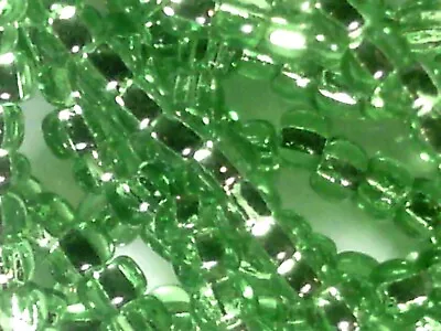 Vtg 1 HANK MATSUNO SILVER LINED GREEN SEED GLASS BEADS 10/0  #010816d • $7