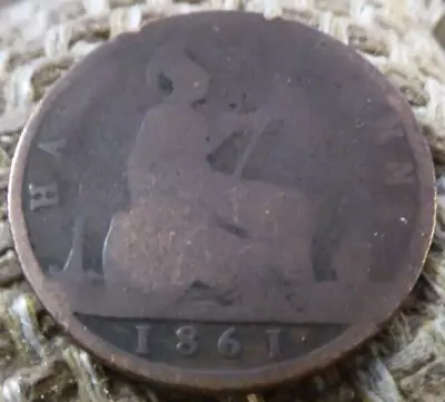 1861 Victorian Half Penny Coin Queen Victoria See Pi Vc1671 # #] • £1