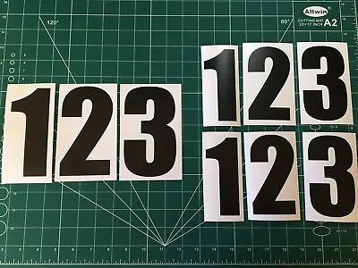 MATTE BLACK Racing Numbers Stickers Decals Digits (X3 140mm & X6 120mm) Race ACU • £9.99