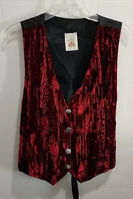 Rag Retro Unisex Red Crushed Velvet Vest Button Front Steampunk Cosplay Size XL • $42.74