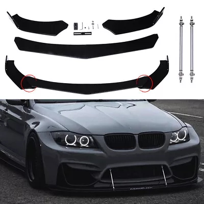 Front Bumper Lip Splitter + 2X Strut Rods For 3 Series E46 E90 E91 E93 F30 F31 • $65.53