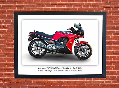 Kawasaki GPZ900R Ninja Motorcycle A3 Size Poster On Photographic Paper 17x12in • £9.99