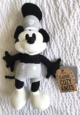 Disney Plush 15” Classic Cozy Knit Plush Steamboat Willie Mickey Mouse NEW W TAG • $39.95