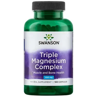 Triple Magnesium Complex (400mg) 100 Capsules Muscle & Bone Support Swansons • £9.99