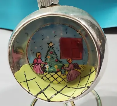 Vintage  Glass Indent Diorama Christmas TREE  Ornaments Cellophane   Angel • $19.95