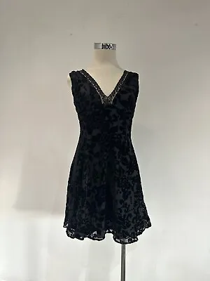 Pins And Needles Black Velvet And Lace Dress Size 8 • £35