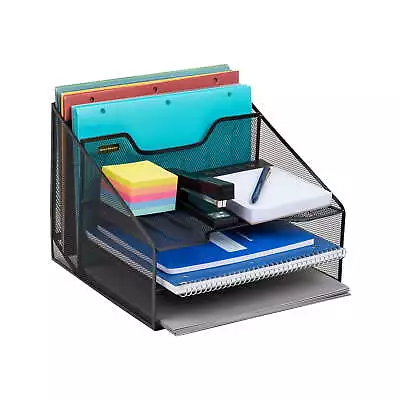 Desktop Organizer File HolderPaper Trays Metal 12.5 L X 11.5 W X 9.5 HBlack • $18.89