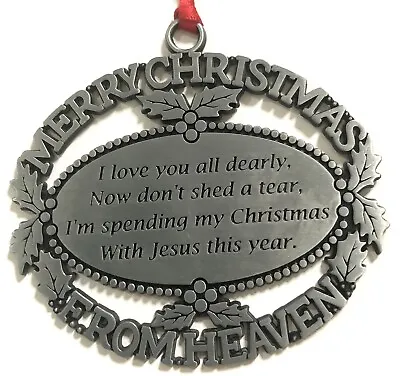 Vintage 1989 John W. Mooney Jr Metal Merry Christmas From Heaven Ornament EUC • $11