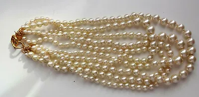 Vtg Signed J. Crew Twisted HAMMOCK 5 Row Chunky Faux Pearls Elegant Necklace • $249.99