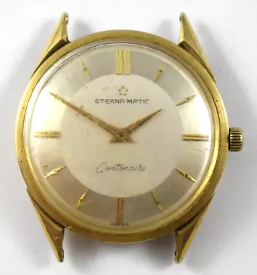 Vintage Eterna Matic Centenaire 14K Solid Gold Case Automatic Watch Runs Lot.qi • $449.99