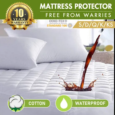 $25.15 • Buy Aus Made Fitted Cotton Cover Quilted Mattress Protector Topper Underlay ALL SIZE
