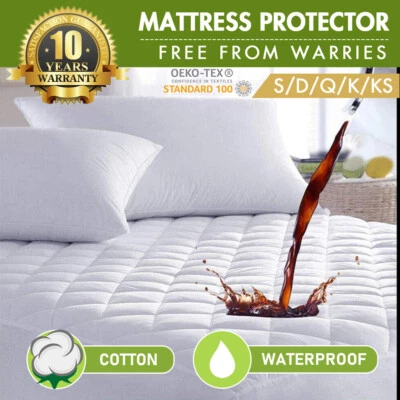 Aus Made Fitted Cotton Cover Quilted Mattress Protector Topper Underlay ALL SIZE • $22.99