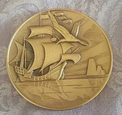 1985 Bronze CALENDAR MEDAL By Marcel Jovine LIBERTY SHIP Snakes Medallic Art Co • $119.99