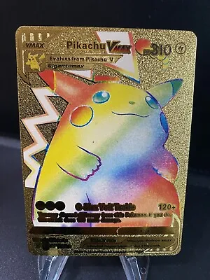 $1.99 • Buy Pikachu VMAX 044/185 Rainbow HP310 Pokemon Gold Foil Fan Art Card - NM