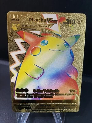 $1.99 • Buy Pikachu VMAX 044/185 Rainbow HP310 Pokemon Gold Foil Fan Art Card - NM