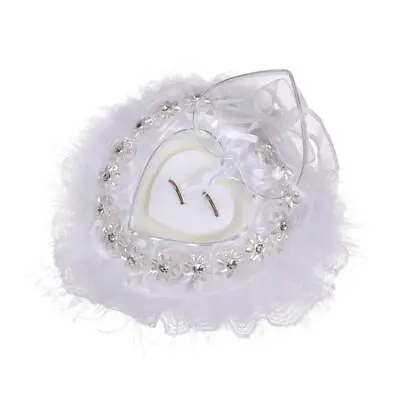 Flower Decorated Ring Box Ring Bearer Pillow Lace Ring Cushion Wedding Decor • £8.28