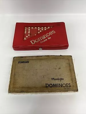 Vintage Dominoes Standard Marblelife & Double Six Red (Lot Of 2 Sets) • $29.95