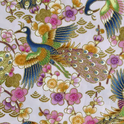 $7.24 • Buy Japanese Oriental Peacock Plum Blossom Fabric Craft Cotton Fat Quarter FQ #0003