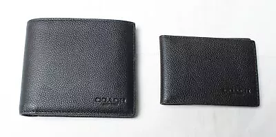 Coach Men's 3-In-1 Sport Calf Leather Compact ID Wallet AH4 Black F74991 OS • $75.04