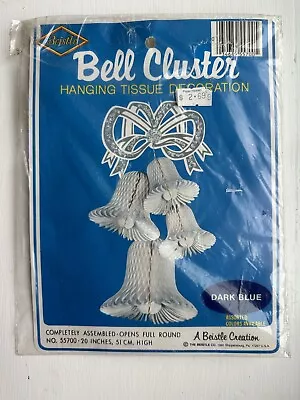 Beistle Vintage 1980 Honeycomb Bells Cluster Dark Blue Tissue Decoration Wedding • $8